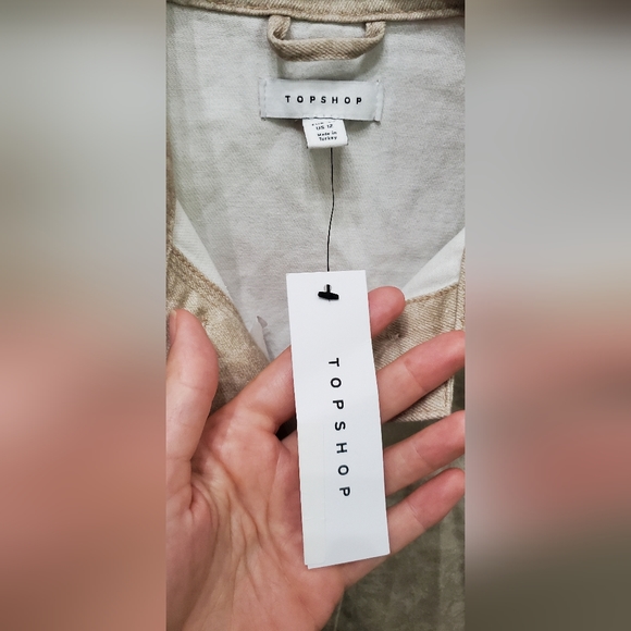 TOPSHOP CREAM FLORAL PRINT COTTON COLLARED JACKET - Picture 5 of 10